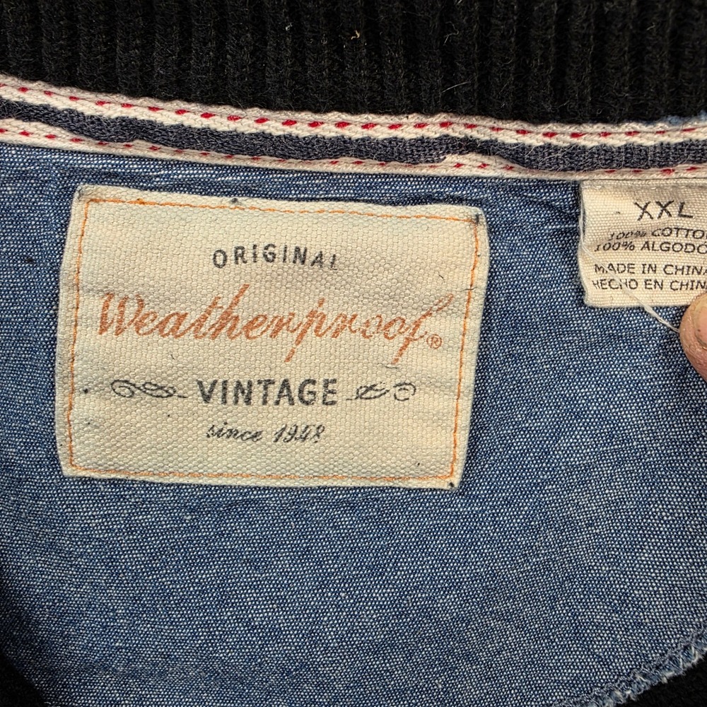 Weatherproof Vintage Men's 1/4 Zip Cotton Knit Sweater Pullover Navy Blue XXL - Picture 5 of 9